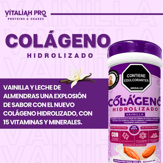 Colágeno hidrolizado sabor vainilla con leche de almendras 900G