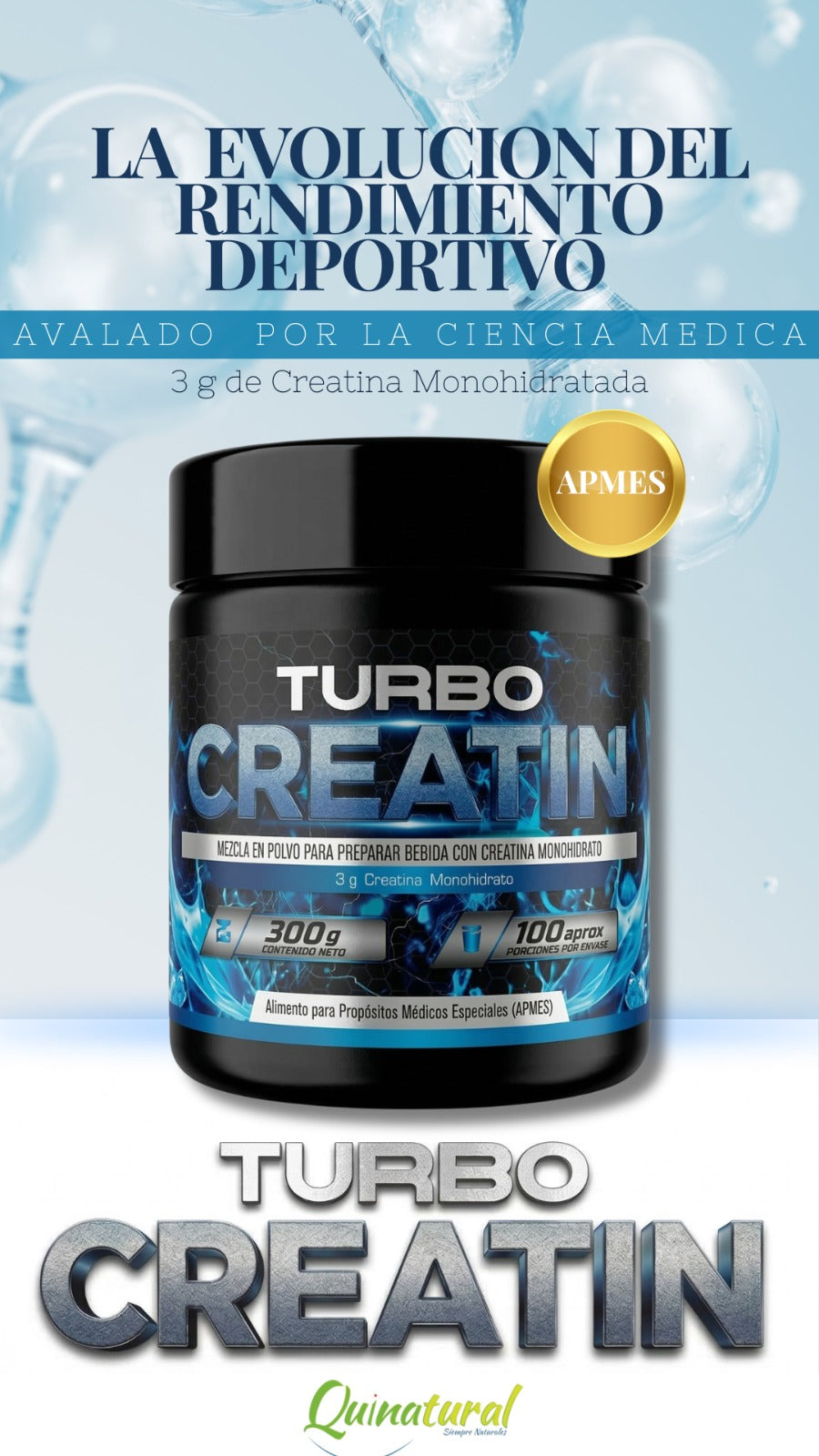 Creatina Monohidratada 300g - 100 Servicios