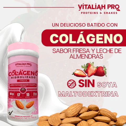 Colágeno de fresa con leche de Almendras 900 G