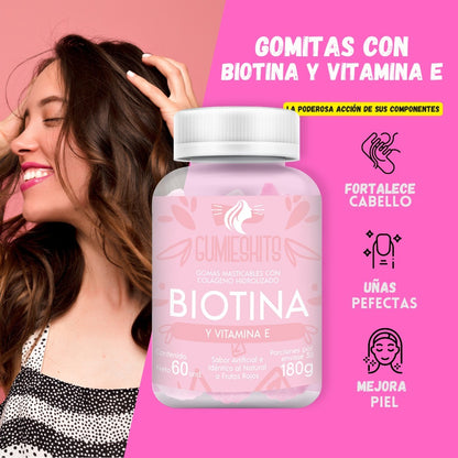 Gomitas con Biotina, Colágeno y Vitamina E x 60 Unids