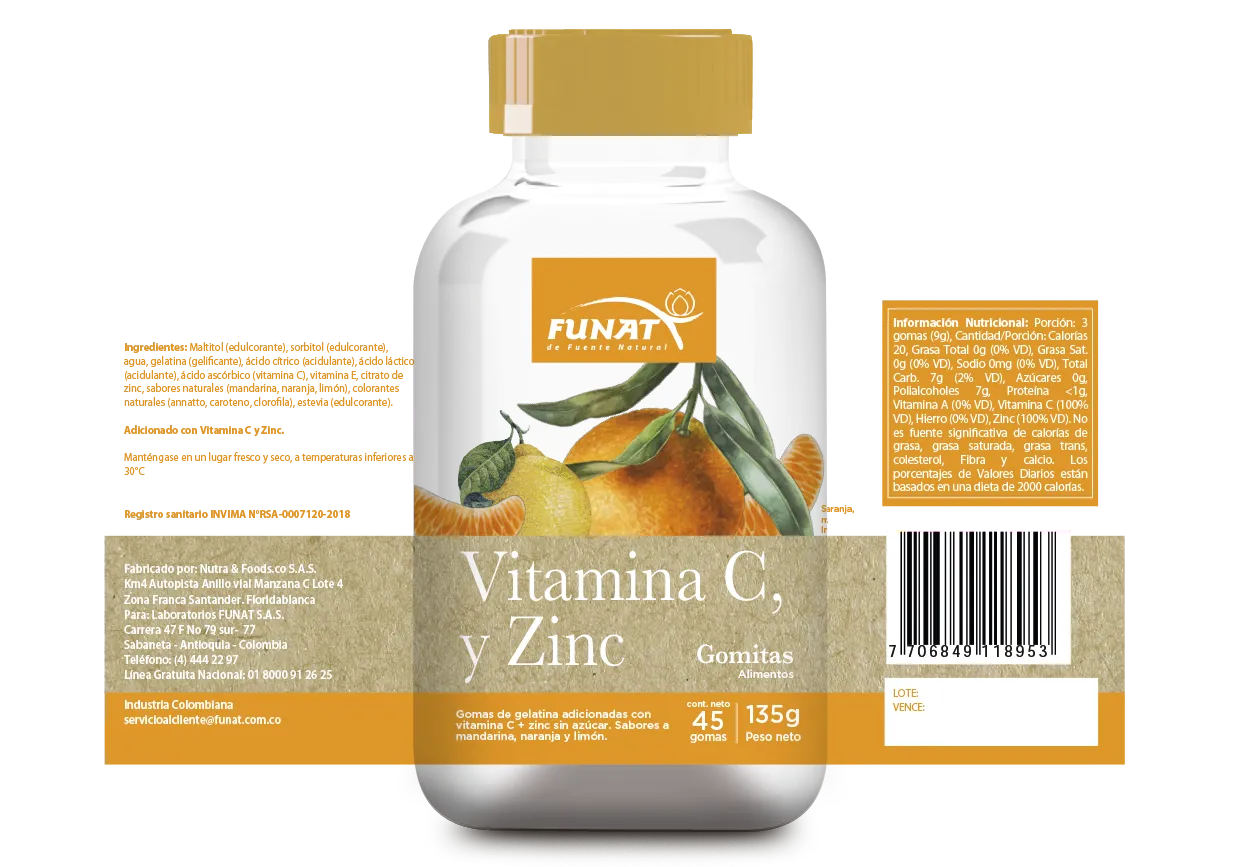 Vitamina C y Zinc gomitas